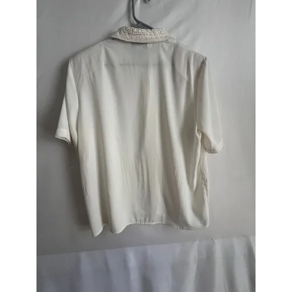 Vintage KB Lawrence Shirt Womens M Cream Button whimsical fairy Cottage Granny - Picture 4 of 4